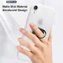 OiOMGin iPhone XR One Body 360 Metal Ring Holder Case, Hard Semilucent Translucent Matte Skin Back Soft Side, White Ring Embedded Naturally iPhone 11 6.1inch[Built-in Ring+Lens Hole Protection]-White