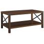 Walker Edison Sedalia Modern Farmhouse Metal X Coffee Table, 40 Inch, Dark Walnut