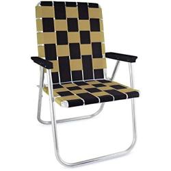 Lawn Chair USA Folding Aluminum Webbing Chair (Classic, Black//Gold)