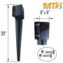 MTB Fence Post Anchor Ground Spike Metal Black Powder Coated 36 x 6 x 6 Inches Outer Diameter (Inner Diameter 5.5 x5.5 Inches), Pack of 4