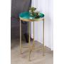 Kate and Laurel Celia Round Metal Foldable Tray Accent Table, Teal with Gold Base