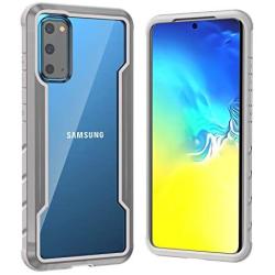 Samsung S20 Case Double Series Military Grade Drop Protection Hybrid Heavy Duty Extreme Protection Clear Sturdy Metal Bumper Case Support Wireless Charging for Samsung S20 6.2'' Gray