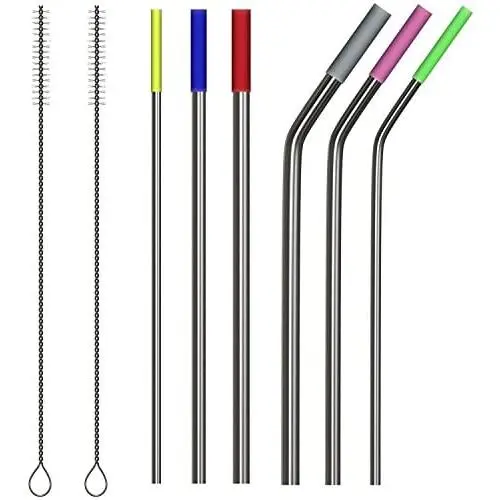 Extra Long Stainless Steel Metal Straws - Fits Yeti, RTIC, SIC, Ozark Trail Tumblers, Set of 6 (6mm, 8mm, 10mm wide) with 6 Soft Silicon Tips & 2 Free Cleaning Brushes (Silver) Extra Long Stainless Steel Metal Straws - Fits Yeti, RTIC, SIC, Ozark Trail Tumblers, Set of 6 (6mm, 8mm, 10mm wide) with 6 Soft Silicon Tips & 2 Free Cleaning Brushes (Silver)