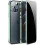 Jonwelsy Anti Peeping Case for iPhone 12 Pro Max (6.7 Inch), Double-Sided Anti Spy Tempered Glass Privacy, 360 Degree Protection Cover, Magnetic Adsorption Metal Bumper for iPhone 12 PM (Light Green)