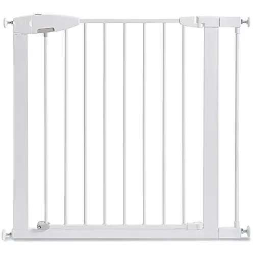 Munchkin Easy Close Pressure Mounted Baby Gate for Stairs, Hallways and Doors, Walk Through with Door, Metal, White Munchkin Easy Close Pressure Mounted Baby Gate for Stairs, Hallways and Doors, Walk Through with Door, Metal, White