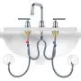 WOWOW Widespread Bathroom Faucet Chrome 8 inch Bathroom Sink Faucet Adjustable 3 Pieces Basin Faucets 360° Swivel Spout Modern Lavatory Faucet Vanity Faucets Water Supply Lines Quick Install Pipe