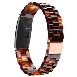 BaiHui Compatible with Fitbit Inspire 2 Band/Inspire/Inspire HR Bands Women Girls, Tortoise Resin Watch Bracelet Band Replacement Adjustable Wristband for Fitbit Inspire Accssorises