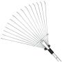 Buyplus Adjustable Garden Leaf Rake - 24 to 63 Inch Telescopic Metal Rake, Expandable Folding Leaves Rake for Lawn Yard, Flowers Beds and Roof