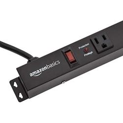 Amazon Basics Heavy Duty Metal Surge Protector Power Strip with Mounting Brackets - 12-Outlet, 600-Joule (15A On/Off Circuit Breaker)