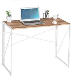 Folding Computer Desk Modern Writing Study Desk Industrial Simple Laptop Table for Home Office Notebook Desk, Oak White