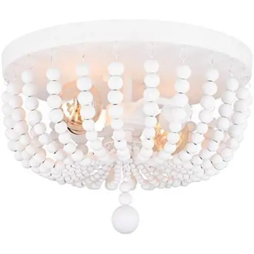 Alice House 14.1'' Flush Mount Ceiling Light, 2 Lights Wood Beaded Chandelier, White Farmhouse Ceiling Light for Entryway, Hallway, Bedroom and Stairway AL9031-S2 Alice House 14.1'' Flush Mount Ceiling Light, 2 Lights Wood Beaded Chandelier, White Farmhouse Ceiling Light for Entryway, Hallway, Bedroom and Stairway AL9031-S2
