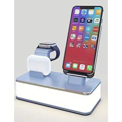 Wireless Charging Dock, VMEI 7 in 1 Aluminum Wireless Charging Station for iPhone/iWatch/Airpods Pro Charging Cradle/Integrated 45w PD Output/Nightlight(Gray)