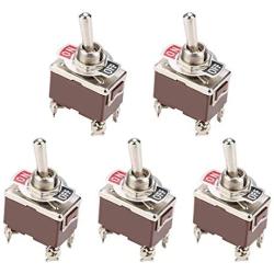 ESUPPORT Silver Contact Car Univeral Heavy Duty 20A 125V DPST 4 Terminal Copper ON/OFF Rocker Toggle Switch Metal Pack of 5