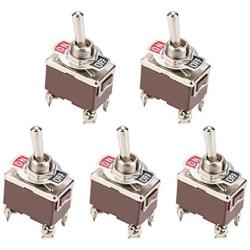 ESUPPORT Silver Contact Car Univeral Heavy Duty 20A 125V DPST 4 Terminal Copper ON/OFF Rocker Toggle Switch Metal Pack of 5