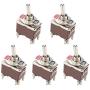 ESUPPORT Silver Contact Car Univeral Heavy Duty 20A 125V DPST 4 Terminal Copper ON/OFF Rocker Toggle Switch Metal Pack of 5