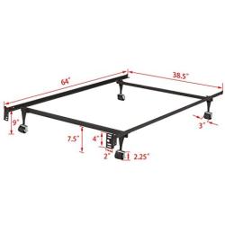Kings Brand Furniture - Heavy Duty Metal Twin Size Bed Frame with Rug Rollers & Locking Wheels