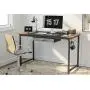 CubiCubi Computer Desk with Drawer 47'' Study Writing Table for Home Office, Modern Simple Style PC Desk with Splice Board, Black Metal Frame, Black and Rustic Brown CubiCubi Computer Desk with Drawer 47'' Study Writing Table for Home Office, Modern Simple Style PC Desk with Splice Board, Black Metal Frame, Black and Rustic Brown