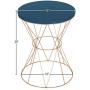 Kate and Laurel Mendel Round Metal End Table, Blue Top with Rose Gold Base