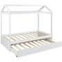 House Bed Daybed Twin Size Bed Frame with Trundle and Roof, Twin Trundle Daybed for Kids, No Box Spring Needed (White (Trundle House Daybed))
