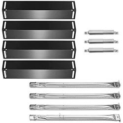 Uniflasy Replacement Parts Kit for Charbroil 4 Burner 463211512, 463211513, 463211514 Gas Grill, Stainless Steel Grill Burner Tube, Porcelain Steel Heat Plate Shield Tent, Adjustable Crossover Tube