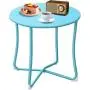 Metal Patio Side Table 18” x 18” Heavy Duty Weather Resistant Anti-Rust Outdoor End Table Small Steel Round Coffee Table Porch Table Snack Table for Balcony Garden Yard Lawn, Light Blue Metal Patio Side Table 18” x 18” Heavy Duty Weather Resistant Anti-Rust Outdoor End Table Small Steel Round Coffee Table Porch Table Snack Table for Balcony Garden Yard Lawn, Light Blue