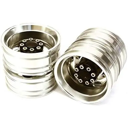 Integy RC Model Hop-ups C27650SILVER Machined Alloy T8 Rear Dually Wheel Set for Tamiya 1/14 Scale Tractor Trucks Integy RC Model Hop-ups C27650SILVER Machined Alloy T8 Rear Dually Wheel Set for Tamiya 1/14 Scale Tractor Trucks