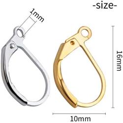 Leverback Hoop Earrings, 200 Pieces Metal French Earring Hook Earwires Open Loop 16 x 10mm for Earring Making - 4 Colors