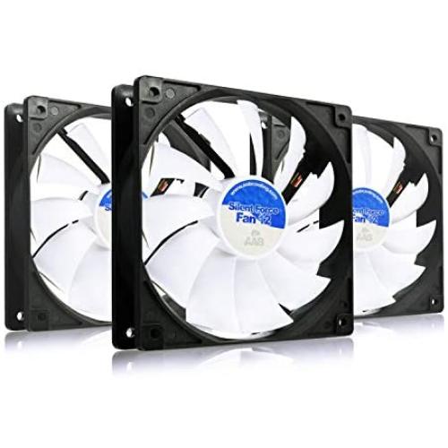 AAB Cooling Silent Force Fan 12 - Silent and Efficient 120mm Fan with 4 Anti-Vibration Pads, Computer Fan, Intake Fan, 12V, 120mm Case Fan, Quiet Fan - Value Pack 3 Pieces