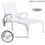 HOMEFUN Chaise Lounge Outdoor Chair, Aluminum Pool Side Sun Lounges with Wheels Adjustable Reclining, Patio Furniture, Pack of 1, White