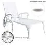 HOMEFUN Chaise Lounge Outdoor Chair, Aluminum Pool Side Sun Lounges with Wheels Adjustable Reclining, Patio Furniture, Pack of 1, White