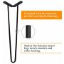 Welland 19'' Satin Black Hairpin Metal Legs 1/2” Diameter Set of 4 with Free Screws Use to Home DIY Projects for Furniture