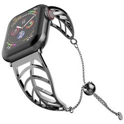UooMoo Women Bracelet Compatible with Apple Watch Band 38mm/40mm/42mm/44mm, Stainless Steel Metal Strap Jewelry Wristband Bangle Chain Compatible fou Apple iWatch SE apple watch band series 6 5 4 3 2 1