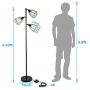 LEONLITE 65inch Track Tree Floor Lamp, 3 Bulbs Included, Industrial Floor Lamps, Rustic 3-Head Torchiere Lamp Fixture