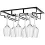 DEFWAY Wine Glass Rack - 2 Pack Under Cabinet Stemware Wine Glass Holder Glasses Storage Hanger Metal Organizer for Bar Kitchen Black