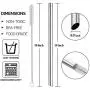 [Angled Tips] 5 Pcs 10'' Reusable Boba Straws & Smoothie Straws, 0.5'' Wide Stainless Steel Straws, Metal Straws for Bubble Tea / Tapioca Pearl, Milkshakes, Jumbo Drinks | 2 Cleaning Brushes & 1 Case