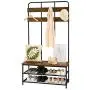 3-in-1 Coat Rack, AERMOO Vintage Metal and Wood Hall Tree, Entrance Storage Rack Storage Rack, with 2 layers of Shoe Racks, 12 Hooks, 1 Bench, for living Room, Bedroom, Office, Clothes Hats 3-in-1 Coat Rack, AERMOO Vintage Metal and Wood Hall Tree, Entrance Storage Rack Storage Rack, with 2 layers of Shoe Racks, 12 Hooks, 1 Bench, for living Room, Bedroom, Office, Clothes Hats