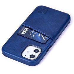 Dockem iPhone 12 Mini Wallet Case: Built-in Metal Plate for Magnetic Mounting & 1 Credit Card Holder (5.4'' Exec M2, Smooth Synthetic Leather, Navy Blue)