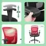 Big and Tall Office Chair 400lbs Desk Chair Mesh Computer Chair with Lumbar Support Wide Seat Adjust Arms Rolling Swivel High Back Task Executive Ergonomic Chair,Red