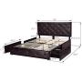 Allewie Queen Platform Bed Frame with 4 Drawers and Headboard/Diamond Stitched Button Tufted Upholstered Mattress Foundation with Storage, Brown