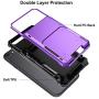 VEGO Compatible for iPhone SE 2020 Case, iPhone 6 6s 7 8 Case Wallet Credit Card Holder Dual Layer Armor Hard Shell Back Protective Shockproof Anti Scratch Rubber Bumper Cover Case 4.7 inch, Purple