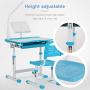 Mecor Kids Desk, Height Adjustable Children Study Table and Chair Set, Childs Desk w/Lamp School Student Writing Desk w/Pull Out Drawer Storage,Pencil Case,Bookstand Blue