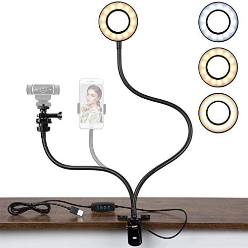 Amada Webcam Light Stand for Live Stream, Selfie Ring Light with Webcam Mount for Logitech C925e, C922x, C930e,C922,C930,C920,C615,Brio 4K-AMWS01