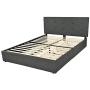 Amolife Upholstered Faux Linen Platform Bed with Storage Drawers / Platform Bed Frame with Adjustable Headboard and Wooden Slats Support / Button Tufted Mattress Foundation with Storage, Dark Grey