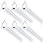 Sunco Lighting 6 Pack LED Utility Shop Light, 4 FT, Linkable Integrated Fixture, 40W=260W, 5000K Daylight, 4100 LM, Frosted Lens, Surface/Suspension Mount, Pull Chain, Garage - ETL, Energy Star