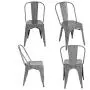 BONZY HOME Metal Dining Chairs, Stackable Side Chairs with Back, Indoor Outdoor Use Chair for Farmhouse, Patio, Restaurant, Kitchen, Set of 4 (Silver)
