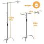 ShowMaven 10ft (Century) Light Stand C-Stand on Turtle Base with 4ft Extension Boom Arm & 2 Pieces Grip Head for Photography Studio Video Reflector, Monolight and Backdrops