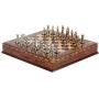 GiftHome Medieval British Army Metal Chess Set for Adults, Handmade Pieces and Natural Solid Wooden Chess Board with Pearl Design Around Board and Storage Inside King 2,75 inc