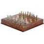 GiftHome Medieval British Army Metal Chess Set for Adults, Handmade Pieces and Natural Solid Wooden Chess Board with Pearl Design Around Board and Storage Inside King 2,75 inc