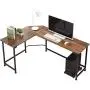 VECELO Modern L-Shaped Corner Computer Desk with CPU Stand/PC Laptop Study Writing Table Workstation for Home Office Wood & Metal, Dark Walnut+Black Leg VECELO Modern L-Shaped Corner Computer Desk with CPU Stand/PC Laptop Study Writing Table Workstation for Home Office Wood & Metal, Dark Walnut+Black Leg