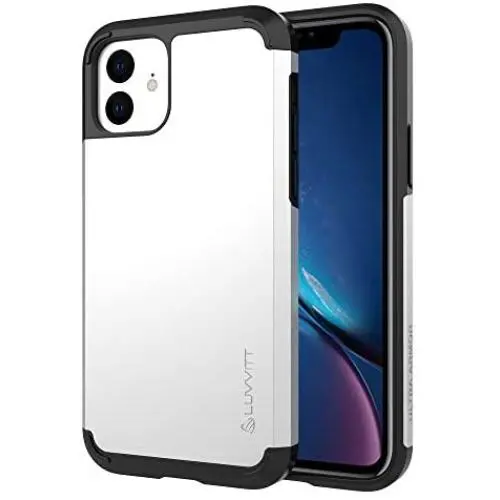 Luvvitt Ultra Armor Case Designed for iPhone 11 2019 with Removable Metal Plate for Magnetic Holder (car Phone Mount Cradle is not Included) for Apple iPhone XI 11 6.1 inch Screen - Silver